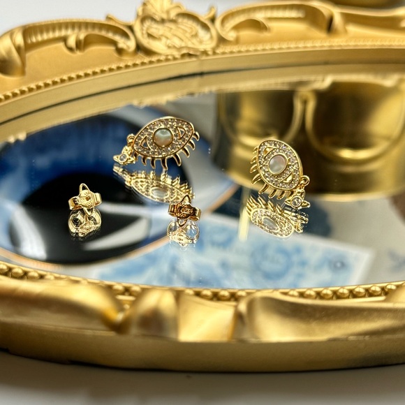 🆕 VIVIENNE WESTWOOD 🧿 BNWOT AUTH Rahmona Eye-Motif Studs with Hanging Orb Tear - Picture 12 of 16